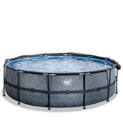 EXIT TOYS EXIT Stone Zwembad ø488x122cm Met Filterpomp - Grijs -Speelgoedwinkel Voor Buiten 1080663b