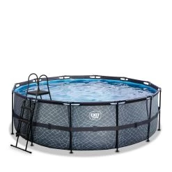 EXIT TOYS EXIT Stone Zwembad ø427x122cm Met Zandfilterpomp - Grijs