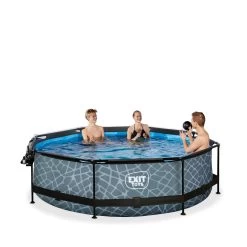 EXIT TOYS EXIT Stone Zwembad ø300x76cm Met Filterpomp En Overkapping -Speelgoedwinkel Voor Buiten 1080909g