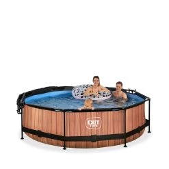 EXIT TOYS EXIT Wood Zwembad ø300x76cm Met Filterpomp En Schaduwdoek - -Speelgoedwinkel Voor Buiten 1080919h