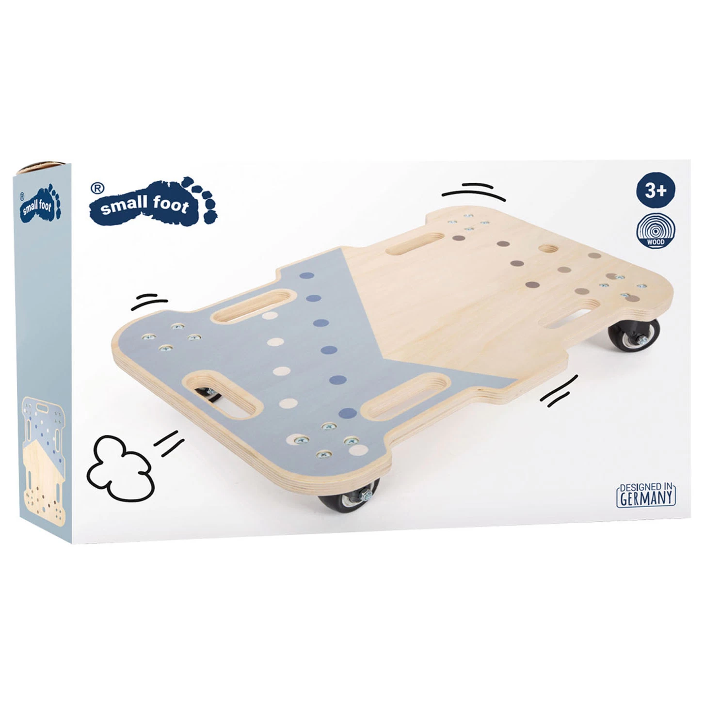 Small Foot - Houten Rollerbord Blauw 4 Small Foot - Houten Rollerbord Blauw - Afbeelding 2